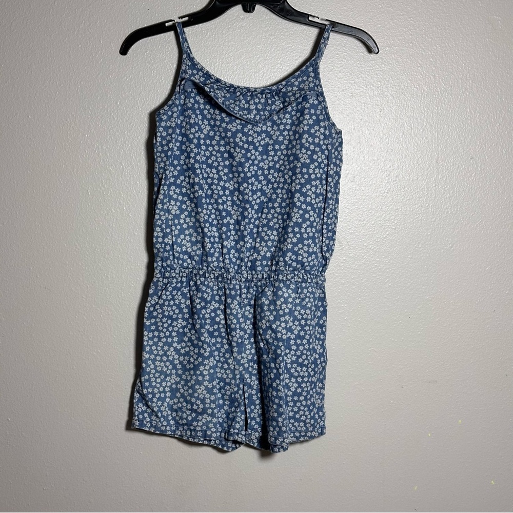 Children’s Place Girls Kids‎ Blue Floral Spring Romper size L(10/12).